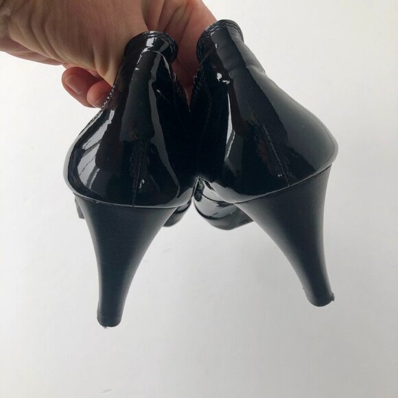 HISPANITAS black patent leather pump shoes, 3.5" sturdy high heels EU 39 US 8.5 - Picture 5 of 16